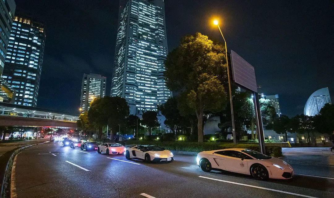 Amazing 200 Lamborghini Cavalcade in Yokohama