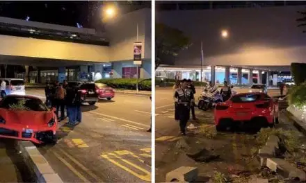 Elderly Driver Wrecks Ferrari Outside Exclusive Singapore Hotel